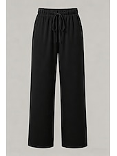 abordables Pantalones de pierna recta-Mujer Pantalones Rectos Vacaciones Básico Longitud total Media cintura Comodidad Rígido Diario Negro Caqui Beige Café Verano Primavera Otoño