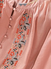 abordables Blusas Elegantes-camisa de manga larga para mujer con bordado floral