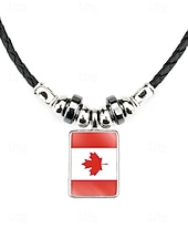 preiswerte Zubehör-Herren-Legierung &amp;Acryl-Halskette mit Anhängern in Nationalflaggen-Optik, verschiedene Ländermotive, lässiger Boho-Stil, perfekt für Fußballfans, Spieltage und Outdoor-Aktivitäten. &amp;Alltagskleidung