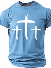 abordables Camisetas de fe-Hombre Cruz Camiseta Manga Corta Camiseta Impresión 3D Cuello Barco Camisa Moda Design Sencillo Casual Diario Fiesta Rojo Verano Primavera Ropa S M L XL XXL XXXL