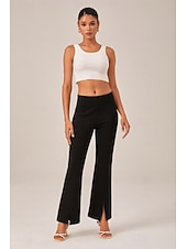 abordables Pantalons-pantalon évasé court et élégant légèrement extensible