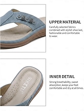 economico Sandali Comodi-infradito da donna blu con supporto plantare – comodi sandali infradito imbottiti, pantofole estive traspiranti e leggere con eleganti dettagli in metallo per la spiaggia e i viaggi. &amp;abbigliamento