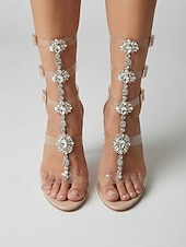 cheap Heeled Sandals-Women's Rhinestone Clear Strap High Heel Sandals, Sexy Stiletto Party Shoes for Nightlife, Clubbing &amp; Glamorous Evening Looks