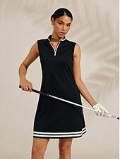お買い得  デザイナーコレクション-女性用 ゴルフドレス ブラック / ホワイト ノースリーブ ドレス レディース ゴルフウェア ウェア アウトフィット ウェア アパレル