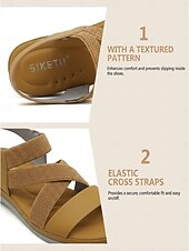 abordables Sandalias Cómodas-Sandalias amarillas de mujer con soporte para el arco del pie y tira elástica: zapatos cómodos y acolchados para caminar, sandalias casuales de verano ligeras con suela suave para viajar, caminar y