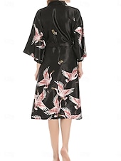 preiswerte Bademäntel für Damen-Damen Freizeitkleidung Robe Nachthemd Mode Lässig Grafik Satin-Seidenpyjamas Patchwork Kleid Urlaub Straße Date Halbarm V Ausschnitt Meerblau Schwarz Weiß Rote Grau Sommer Frühling Lässiger Schnitt