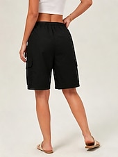 ieftine Bermude-Pentru femei Bermude Pantaloni Scurți Cargo chinez Pantaloni Scurți Vacanță Șic Stradă De Bază Scurt Talie medie Simplu Cordon Buzunar Comfortabil Respirabil Inelastic Zilnic În aer liber Vacanță Gri