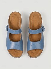 cheap Slide Sandals-Women's Sky Blue Appliques Slide Sandals – Breathable Cutout Lightweight Comfort Summer Shoes for Casual, Travel and Everyday Wear