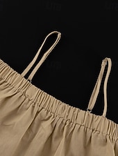 economico Imposta-Per donna Set di biancheria in cotone Set di Pantaloni Senza Maniche Spallina Tinta unica Moda Streetwear Boho Casuale Quotidiano All'aperto Cachi Estate Vestibilità regolare