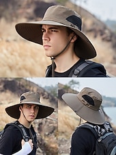 abordables Chapeaux pour hommes-Chapeau de soleil imperméable pour homme en polyester à large bord, pliable et multicolore, idéal pour la pêche, la randonnée, les vacances à la plage, le camping, le trekking et les voyages décontractés.
