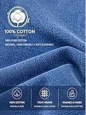  abito midi da donna 100% cotone, abito lavato, abito casual, abito t-shirt, abito maglietta, basic, classico, quotidiano, vacanza, vestibilità regolare, tinta unita, manica corta, scollo a V, blu, estate, primavera