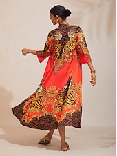 ieftine Tunică-rochie de seară maxi dreaptă din satin mătăsos Scarlet Tigress