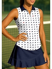 baratos Camisa Feminina-250º Aniversário da América Dia da Independência Mulheres Estrelas Tops Camisa Esportiva Camisa polo de caminhada Camisa de tênis Sem Manga Zíper Floral UPF50+ Resistente a UV Elasticidade Alta Pavio