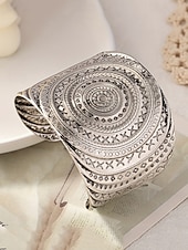 ieftine Bratara de dama-Brățară tip manșetă boemă din aliaj pentru femei, cu model deschis, din aur și argint, pentru vacanță la plajă, ținută casual zilnică, stil resort și bijuterii de vară.