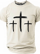 abordables Camisetas de fe-Hombre Cruz Camiseta Manga Corta Camiseta Impresión 3D Cuello Barco Camisa Moda Design Sencillo Casual Diario Fiesta Rojo Verano Primavera Ropa S M L XL XXL XXXL