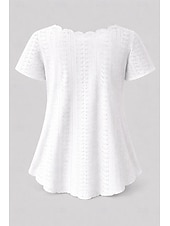 זול חולצות חלקות-בגדי ריקוד נשים חולצת פוינטל חלק עליון חולצה חריר אחיד פעיל בסיסי יום יומי שרוולים קצרים צווארון V חולצות רגילות קזו'אל יומי חוף שחור לבן צהוב ורוד מסמיק יין קיץ אביב