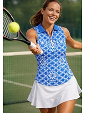cheap Women's Shirt-Women's Geometric Floral Tops Sport Shirt Golf Polo Shirt Tennis Shirt Sleeveless Zipper Floral UPF50+ UV Resistant High Elasticity Moisture Wicking Breathable Volleyball Tennis Golf Turndown Polo