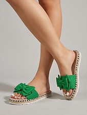 halpa Liukuesteet-Naisten kermanväriset pellavaiset rusettivartiset sandaalit - elegantit espadrillot flatform-kengät risteilylomille ja trooppisille kesälomille &amp;ylellinen lomakeskusvaate