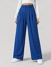 cheap Wide Leg &amp; High Waisted-Women's Waffle Wide Leg Chinos Vacation Full Length High Waist Comfort Micro-elastic Daily Blue Depression Green Apricot Black Spring Loose Fit