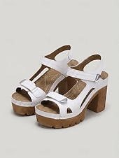 economico Sandali con tacco-Sandali da donna rossi con plateau e tacco a blocco – sandali a punta aperta con suola spessa e cinturino regolabile, scarpe estive casual alla moda per viaggi e feste in giardino &amp;abbigliamento