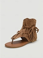 cheap Ankle Boots-Women's Brown Suede Fringe Ankle Boots – Boho Chic Festival Footwear for Outdoor Music Events