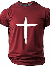  Hombre Cruz Camiseta Manga Corta Camiseta Impresión 3D Cuello Barco Camisa Moda Design Sencillo Casual Diario Fiesta Rojo Verano Primavera Ropa S M L XL XXL XXXL