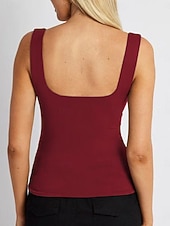 abordables Réservoir Simple-Femmes Débardeur T-shirt sans manches T-shirt Couleur Unie Mode Classique Occasionnel Sans manches Col en U Hauts Réguliers Quotidien Sortir Week-end Noir Blanche Vin Gris foncé Abricot Été Printemps