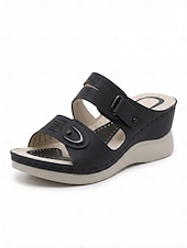 cheap Comfort Sandals-Women's Green Wedge Sandals – Adjustable Strap Comfort Sandals with Arch Support, Lightweight Cushioned Walking Shoes for Travel, Daily Wear, Outdoor Walking &amp; Garden Leisure