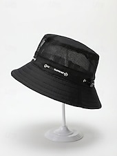baratos Chapéus Masculinos-Chapéu bucket masculino respirável e leve em poliéster, várias cores, secagem rápida, ideal para férias na praia, pesca, caminhadas e uso casual no dia a dia.