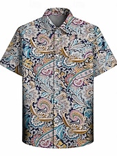  Ρετρό / Βίντατζ Χίπισσα Δεκαετία '70 Πουκάμισο Κοντά μανίκια Χίπισσα Λαχούρι Μποέμ Etnic Φανταχτερή Φόρεμα Ανδρικά μουσικό φεστιβάλ Πάρτι Καθημερινά Ρούχα Ενηλίκων Πουκάμισο Ανοιξη καλοκαίρι