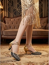 cheap 1920s &amp; Gatsby Era-Women's 1920s Vintage Gatsby Blue and Gold Heels - Elegant Rhinestone Pointed Toe Pumps with Crisscross Ankle Straps for Flapper Costumes, Jazz Parties &amp; Retro Weddings