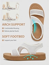 abordables Sandalias Planas-Sandalias de plataforma de malla transpirable para mujer: sandalias ligeras e informales de verano, cómodas y de punta abierta, ideales para caminar, viajar, ir a la playa, al jardín y para el uso