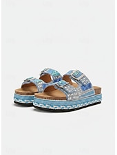 abordables Sandales à glissière-Sandales à plateforme perlées pour femmes – sandales à enfiler de style bohème pour la plage, les festivals et les sorties décontractées