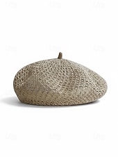 baratos Chapéus Femininos-Boina feminina boêmia em poliéster vazado respirável, diversas cores à escolha, chapéu leve de verão, perfeito para férias na praia, uso casual diário e acessórios de viagem.