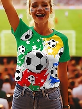  Dam T-shirt Mönster Grafisk Abstrakt Stylish Klassisk Ledigt Kortärmad Rund hals Vanliga toppar Dagligen Blå Gul Rubinrött Grön Sommar Vår