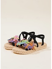 levne Espadrilky-dámské boho květinové sandály – barevné vyšívané řemínkové kalhotky s květinami na léto, plážové oblečení a ležérní outdoorový styl