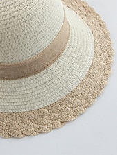 abordables Sombreros de mujer-Sombrero de paja bohemio para mujer, ala ancha, varios colores, decoración con lazo, sombrero de playa ligero para verano, vacaciones, ropa informal para exteriores