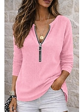 economico Bluse Semplici-Per donna Camicia Camicia a nido d'ape Camicia popover Camicia casual Patchwork Tinta unica Semplice Vacanza Vintage Moda Manica Lunga Scollo a V Top Regolari Abbigliamento casual alla moda Spiaggia