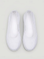 cheap Women-Women's White Lightweight Slip-On Walking Shoes – Breathable Knit Comfort Sneakers for Travel, Cruise Wear and Casual Use