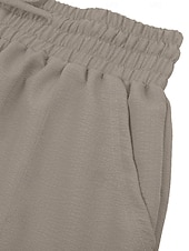 billige Bunner-Dame Bukser med linfølelse Bred Bukseben Sommerbukser Bukser Ferie Mote Gatemote Full lengde Medium Midje عادي Snorer Elastisk midje Benetrekk comfy Komfort Utendørs Mikroelastisk Daglig Gate