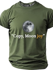 preiswerte Magliette divertenti da uomo-Men's "Copy, Moon joy" Full Moon Graphic T Shirt Short Sleeve Crew Neck Astronomy Space Lover Sarcastic Humor Quote Teal Blue Relaxed Fit Birthday Gift Designer Clothing Apparel
