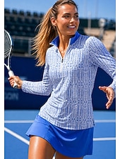 ieftine Cămașă pentru femei-Pentru femei Abstract Tops Tricou sport Cămașă de tenis Top de tenis Manșon Lung Fermoar Floral UPF50+ Rezistent la UV Înaltă Elasticitate Confortabil la umezeală Respirabil Volei Tenis Golf Gât