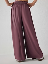 tanie szerokie nogawki i wysoki stan-Damskie Bezczelny Spodnie szerokie nogawki Typu Chino Skort Urlop Moda Moda miejska Pełna długość Wysoka talia Równina Wysokie cięcie Komfort Na zewnątrz Nieelastyczny Codzienny Urlop Ulica karminowy