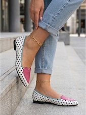 cheap Women's Flats-Women's Star Print Loafers with Pink Heart Accent – Cute &amp; Comfortable Daily Flats for Casual Wear