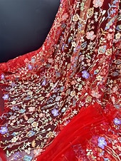 billige Ankellengde-A-linje Kjoler Te-lengde Cocktail Kjole Gjestekjole til bryllup Kjole til brudens mor Halvlange ermer Crew-hals Elegant Fritid Formell Bryllupsgjest Kentucky Derby Chiffon Tyll med Blomstertrykk