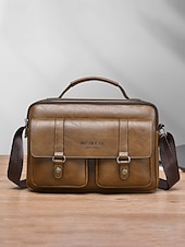 economico Borselli da uomo-Borsa a tracolla da uomo in similpelle, borsa a mano multi-scomparto di grande capacità con tracolla regolabile, borsa da viaggio elegante e casual per il lavoro e gli spostamenti quotidiani.