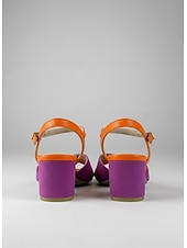 abordables Sandalias de tacón-Sandalias de tacón grueso con bloques de color para mujer: zapatos de punta abierta de gamuza y piel sintética vibrantes para citas informales y atuendos de verano.