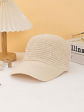 baratos Chapéus Femininos-Chapéu feminino boêmio em poliéster trançado, diversas cores, leve e com proteção solar, ideal para férias na praia, lazer ao ar livre e uso casual diário.