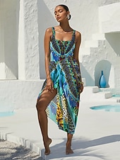 Χαμηλού Κόστους Λουλουδάτο μαγιό-jungle wild party flowy chiffon cover two way