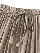 abordables Faldas casuales-Mujer Falda de vacaciones Falda de lino y algodón sintético Moda Casual Maxi Alta cintura Faldas Plano Plisado Rígido Diario Vacaciones Azul Piscina Negro Rosa Caqui Verano